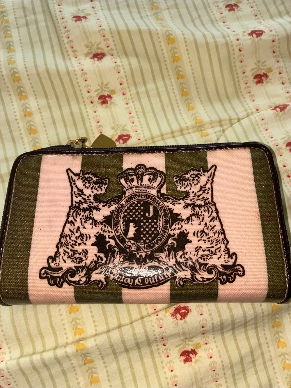 Y2K VINTAGE JUICY COUTURE Striped Pink MAKEUP BRUSH BAG
